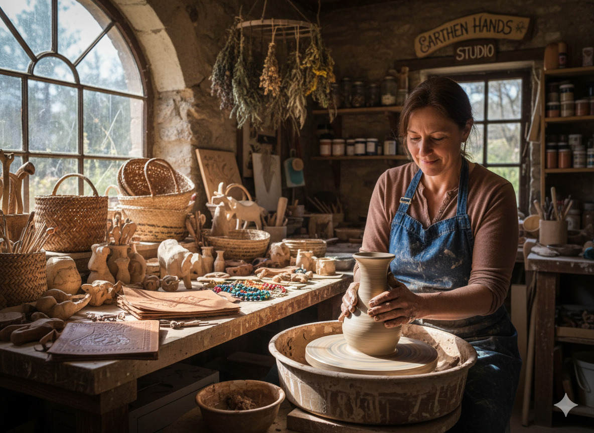 Artisan creating handmade crafts